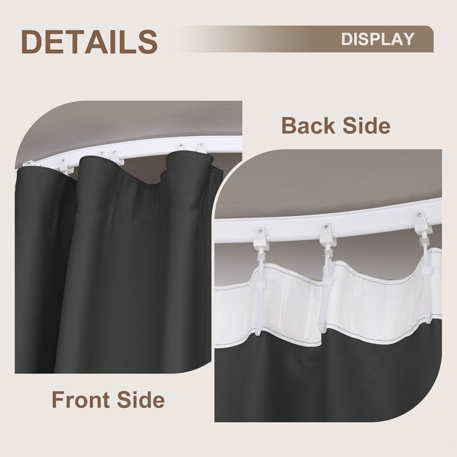 Room Divider Curtain Set Blackout Soundproof Thermal Insulated Ceiling Track