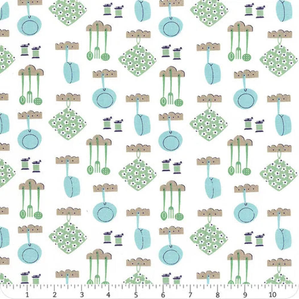 Handmade Valance or Curtain Panel Cook Book Pots and Pans Cottage