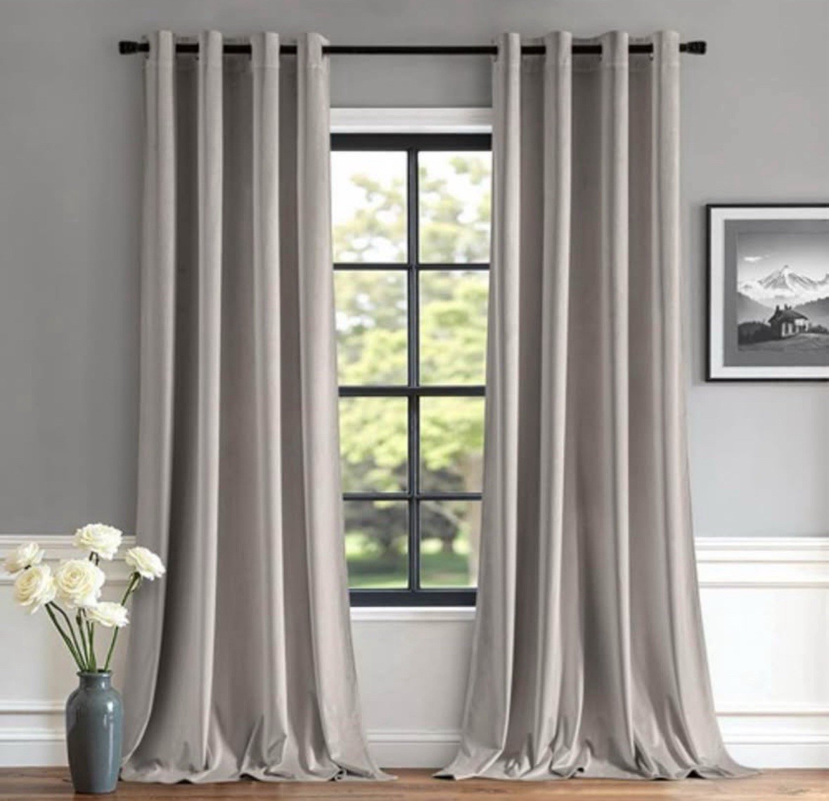 52×108 Silver Velvet Curtains With Grommets 2 Panels