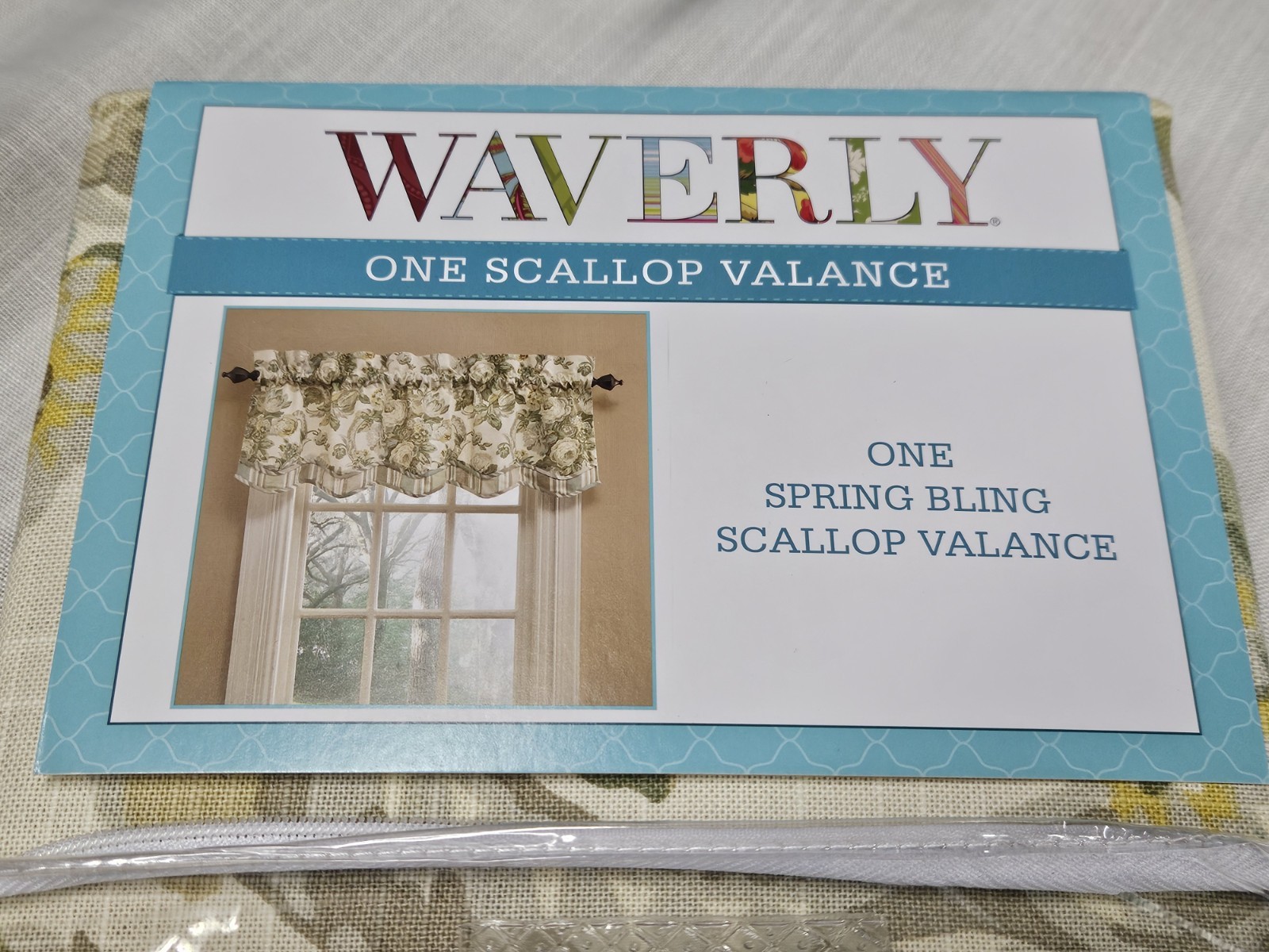 Waverly SPRING BLING Valance Cottagecore Farmhouse Floral 52×18 Blue Green Yello