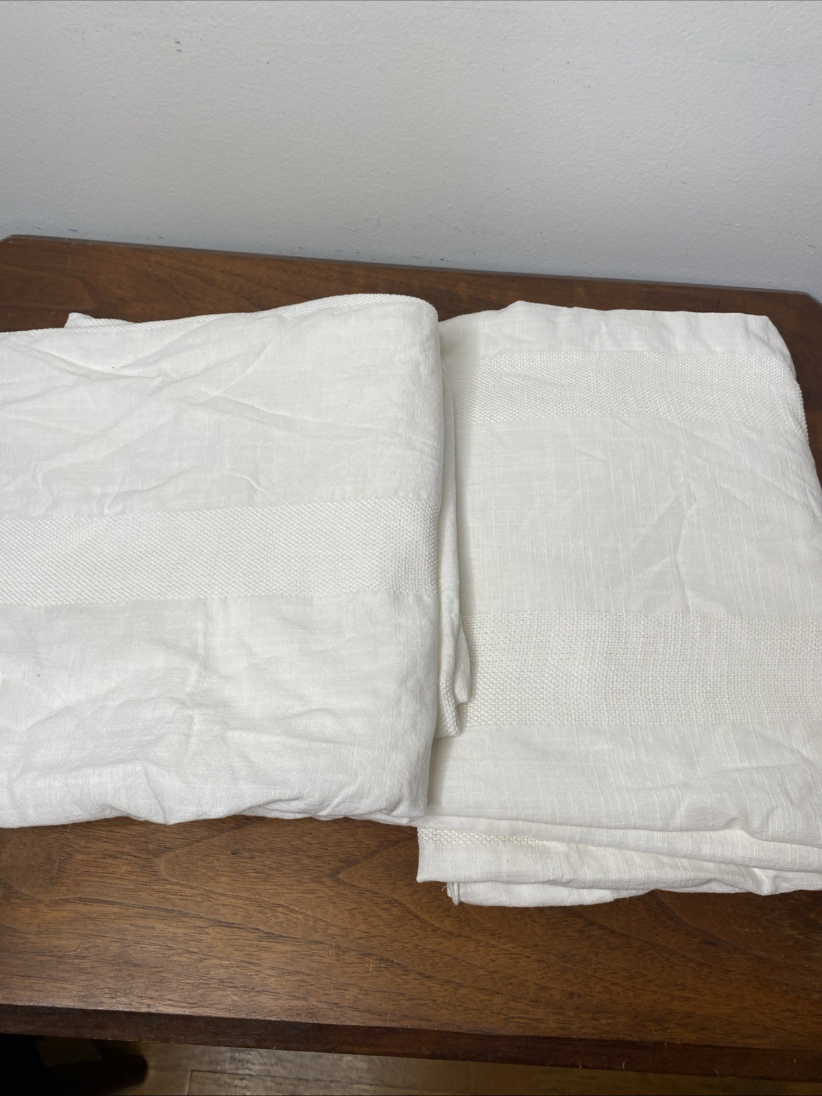 Bee & Willow Curtins White Gauzy 46×84 Farmhouse Rod Pocket Back Tab Two Panels