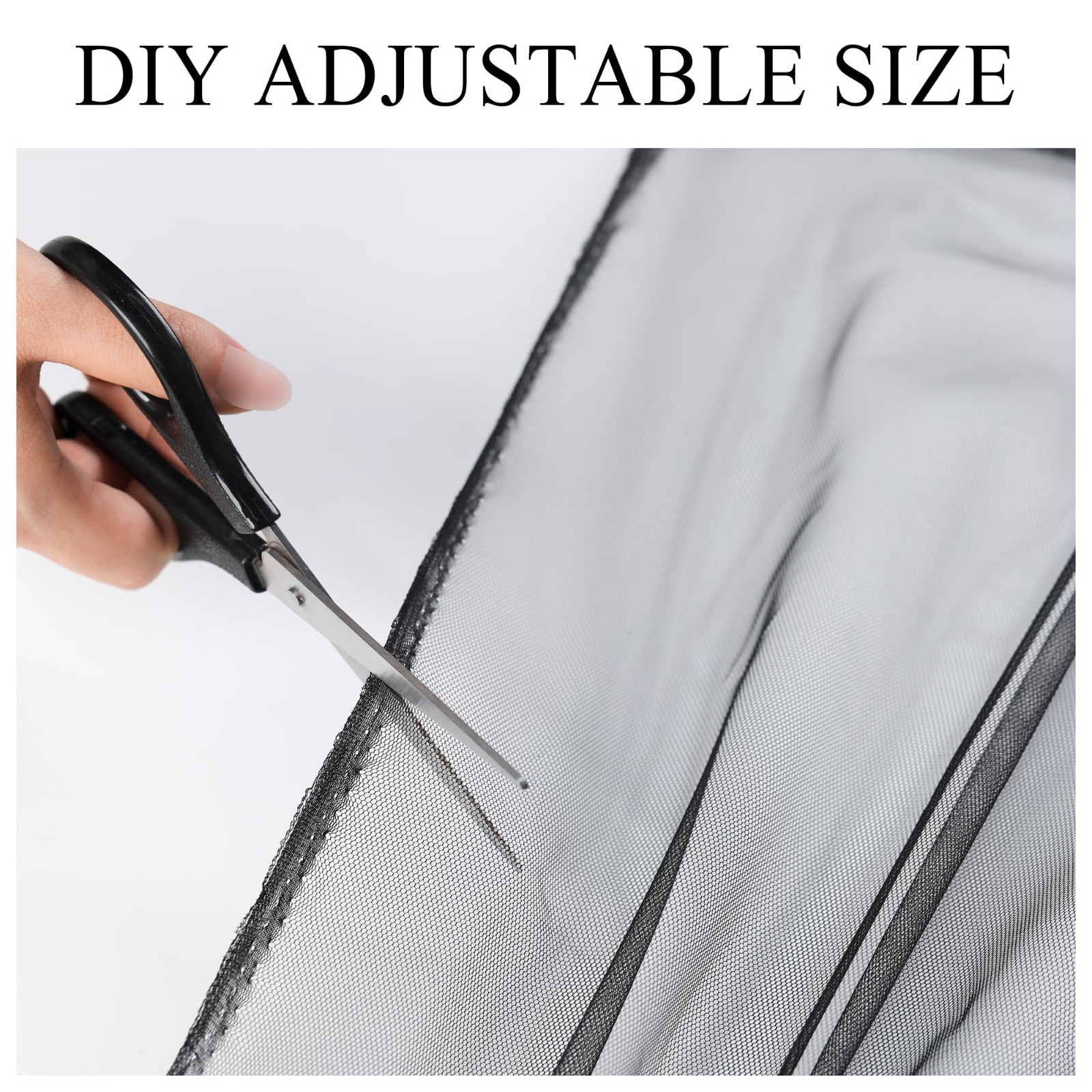 Extra Wide Waterproof Outdoor Curtains – Black Voile Mesh Bug Netting, 2 Panels,