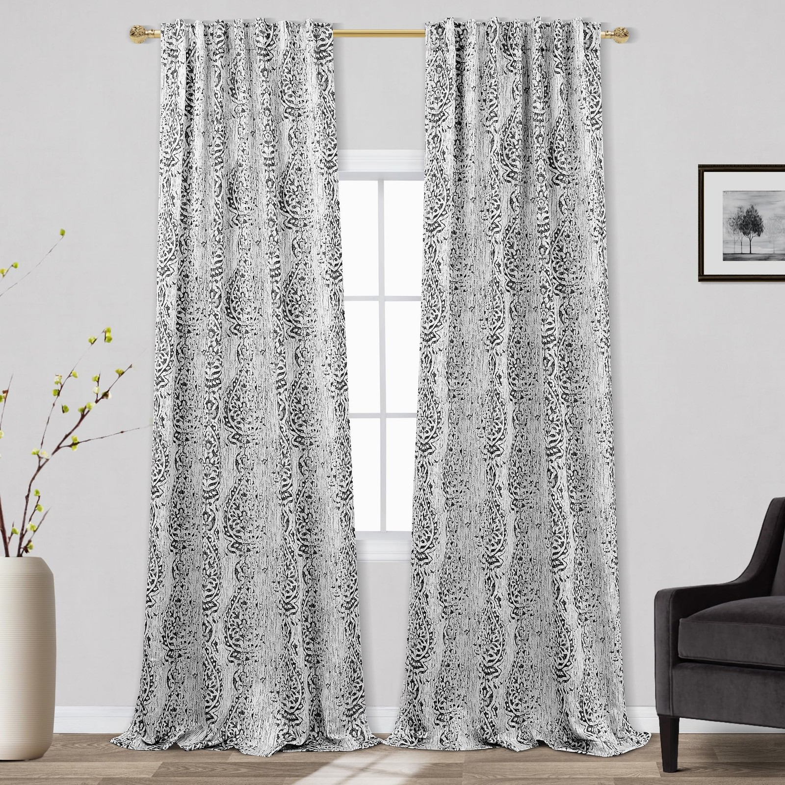Mrs.Naturall 102 Inch Long 2 Panels Curtain Sets Living Roomboho Pattern 50