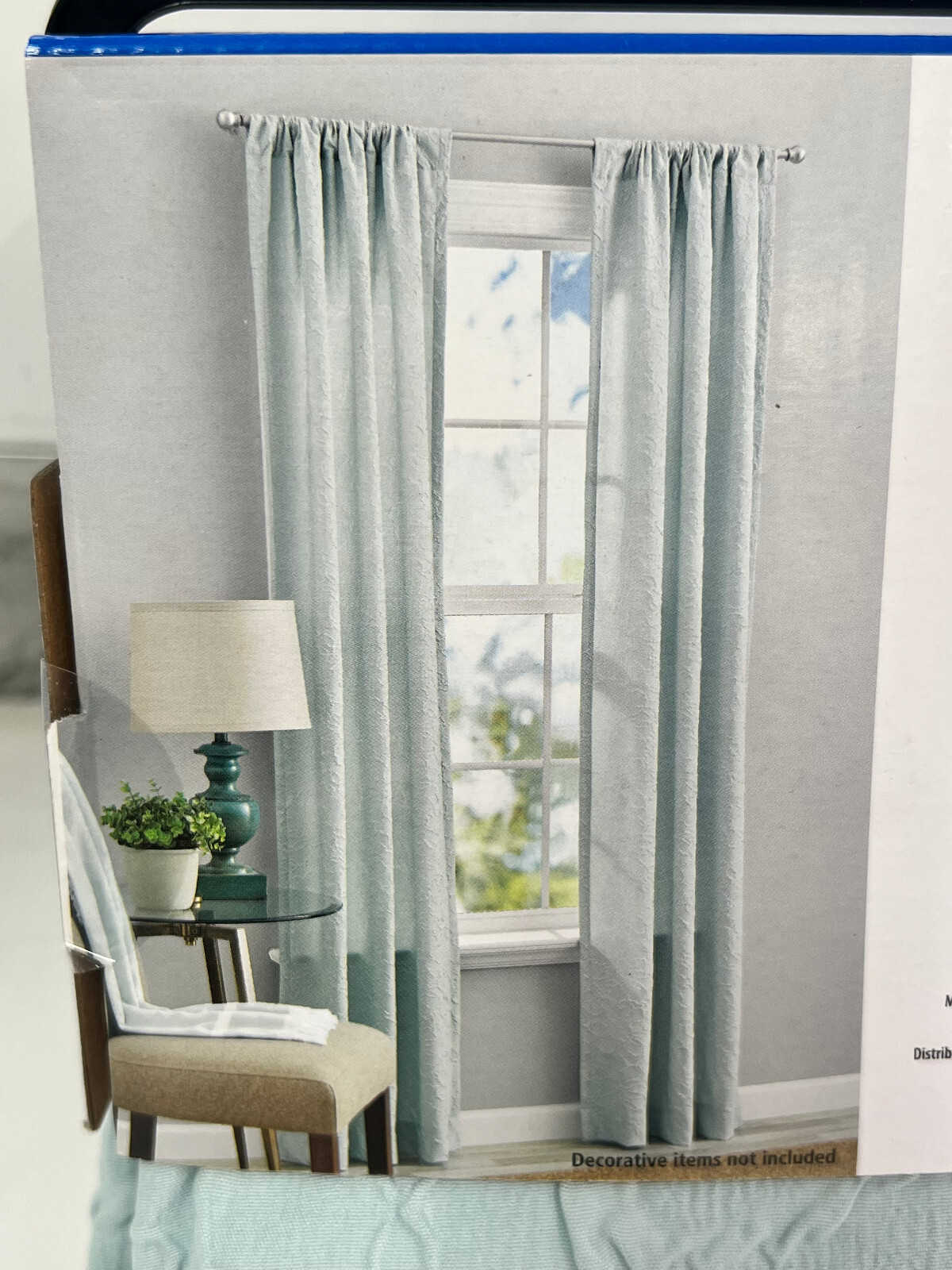PAIR Mainstays Rod Pocket Curtains 37×84″ Light Filtering Aqua Floral