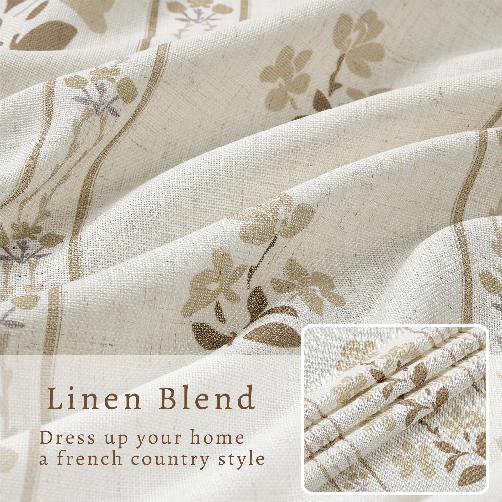 Coffee Pinch Pleated Floral Curtains 84 Inches Long for Living Dining Room Pi…
