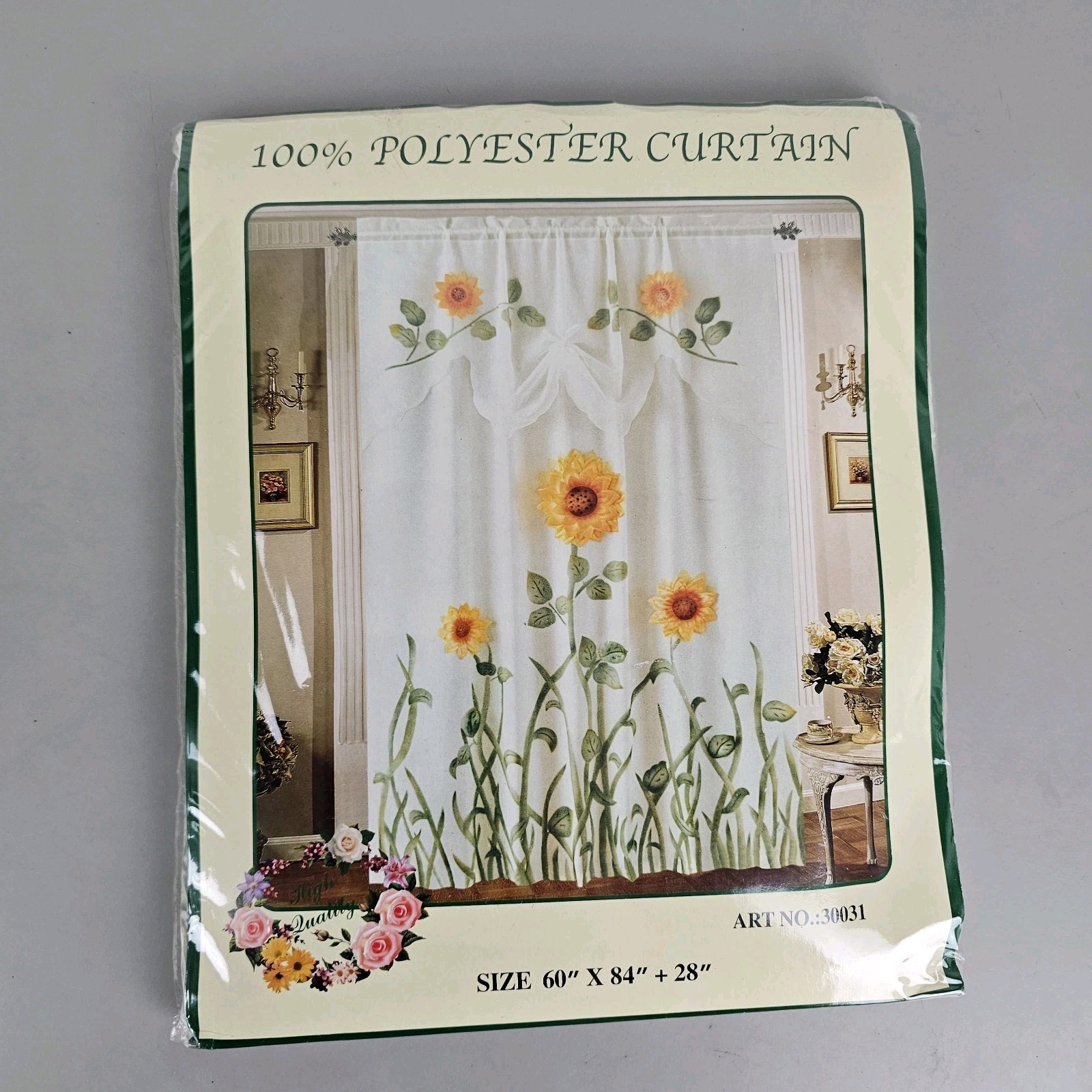 Sunflower Curtain 100% Polyester Yellow Floral 60″×84″ + 28″