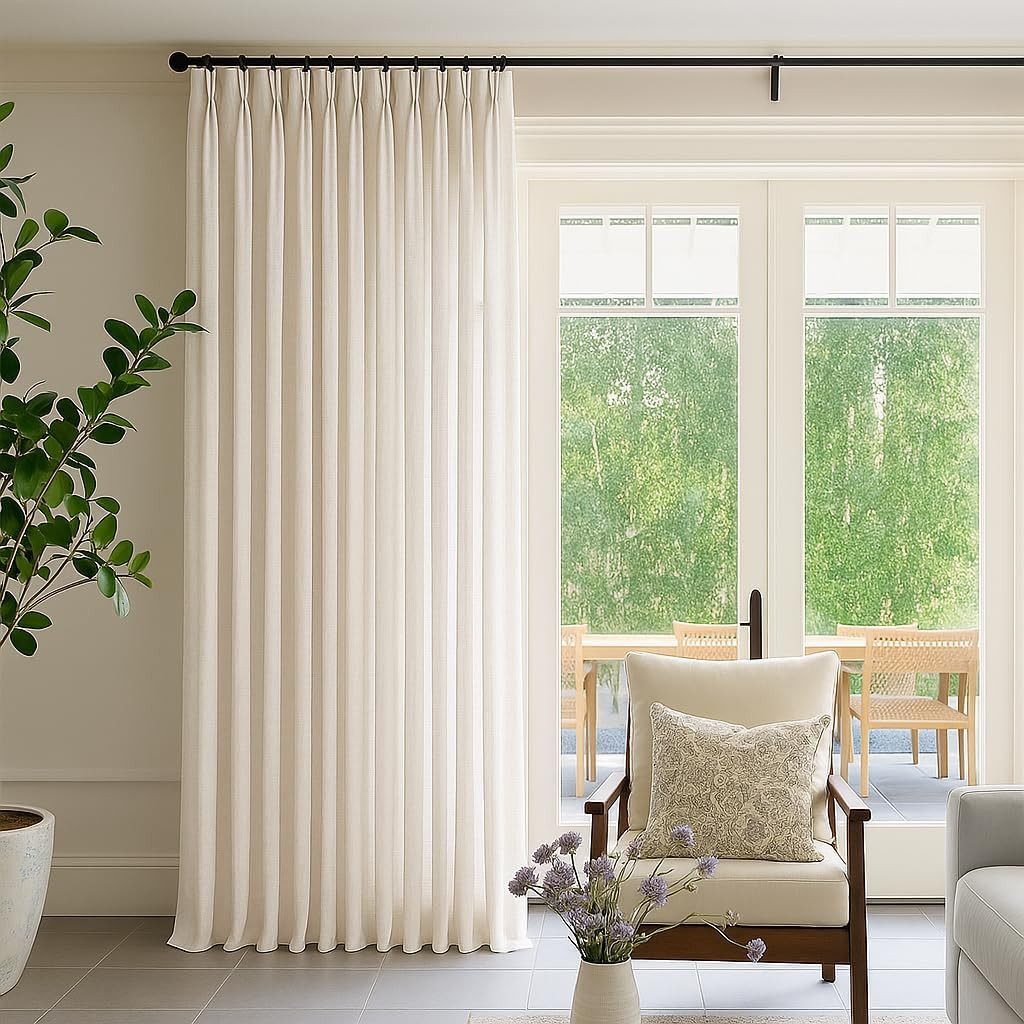 Elegant Natural Sheer Pinch Pleated Curtains, 40″x96″, 2 Panels for Home Decor