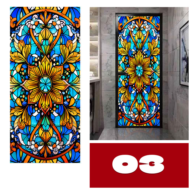 40*100/45*120cm Colorful Stained Glass Film Modern Art European Decor Privacy