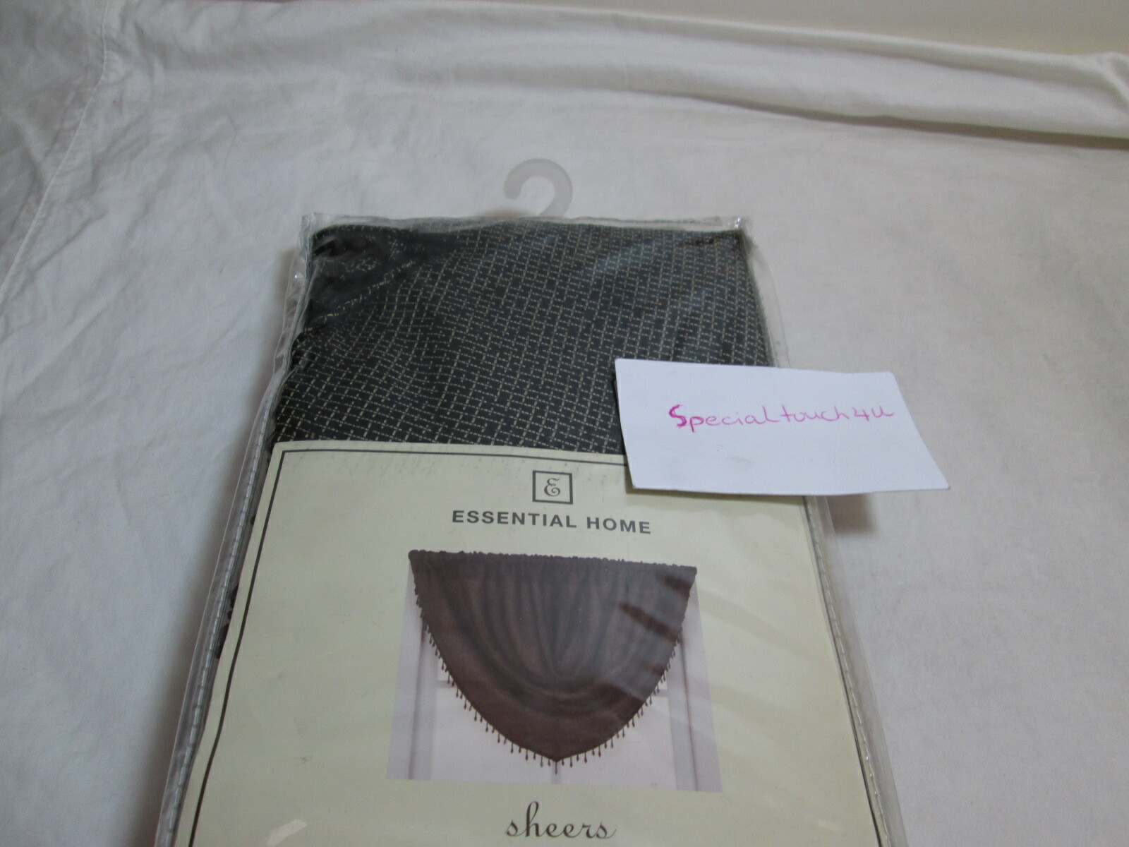 New Essential Home Sheers Beaded Waterfall Valance 64″x36″ ~ Tulsa Black New