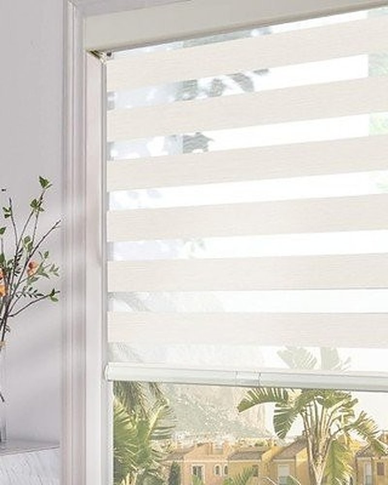 Persilux Cordless Zebra Blinds 30×72 Beige Light Filtering Dual Layer #R024
