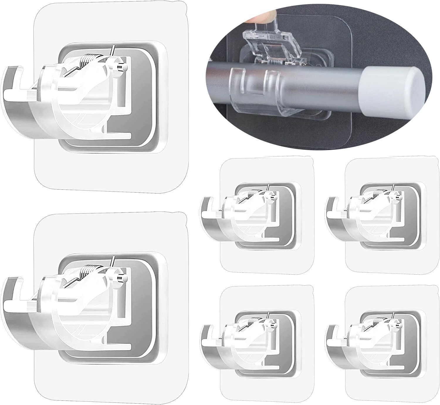 8pcs Curtain Rod Brackets Pole Drapery Hook Holder No Drilling Self Adhesive USA