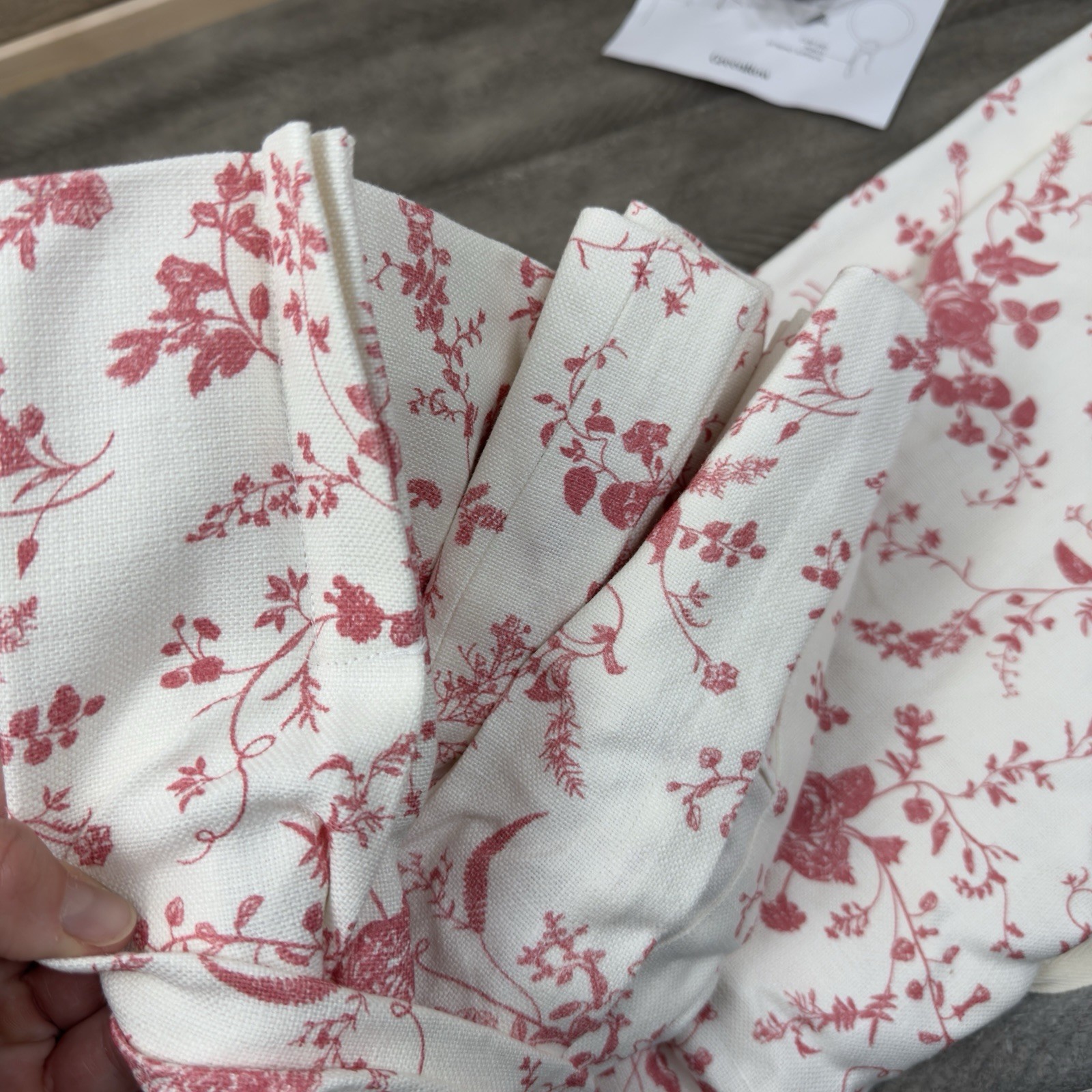 GreenRow Rosie Bloom Printed Linen Curtain Drape 50”x96” Unlined Pinch Pleated