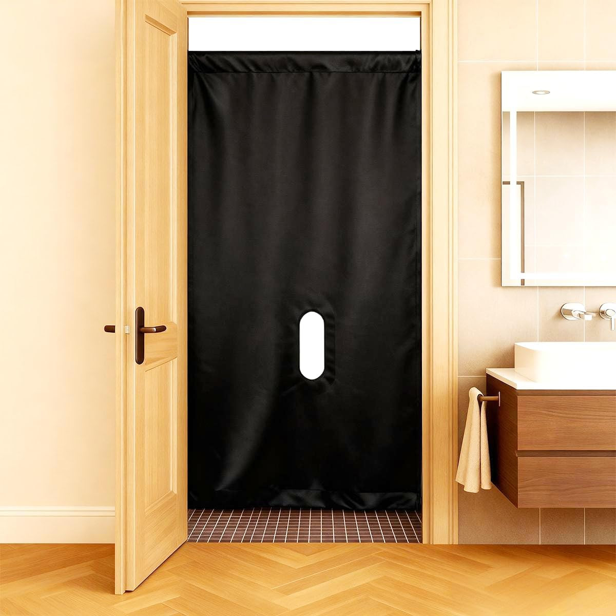 Glory Hole Adjustable Doorway Curtain Kit – Portable Wall Partition for Most Sta
