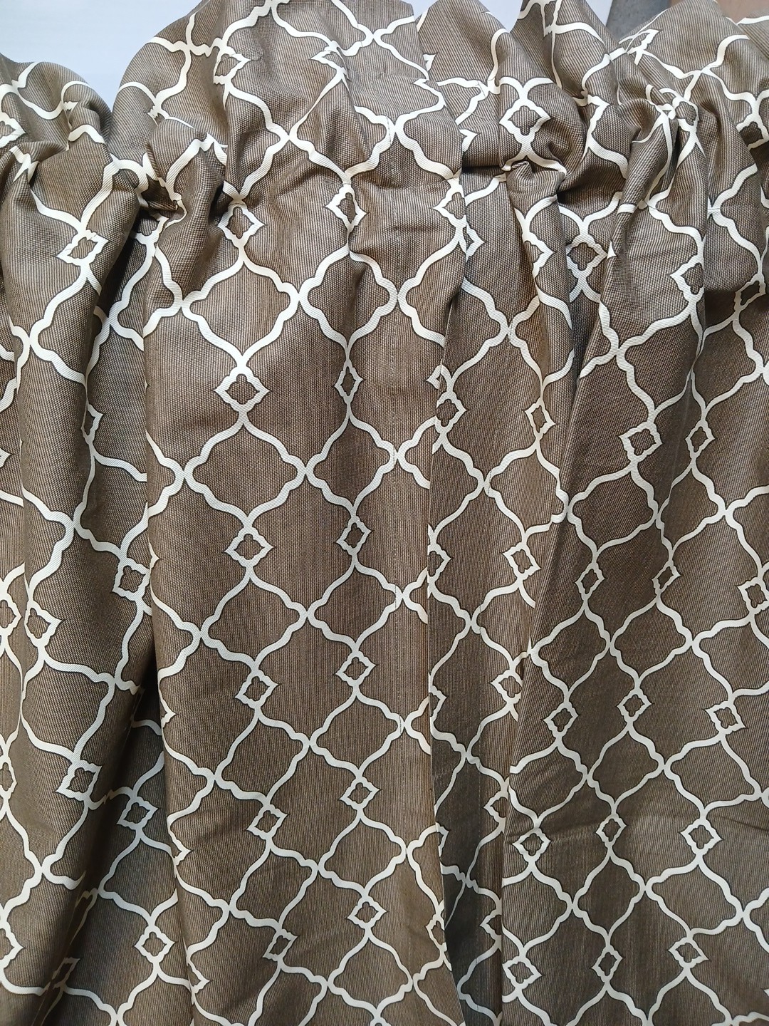 2 Waverly Home Classics Curtain Panel Drape Lattice Cream Brown Cotton 42×84