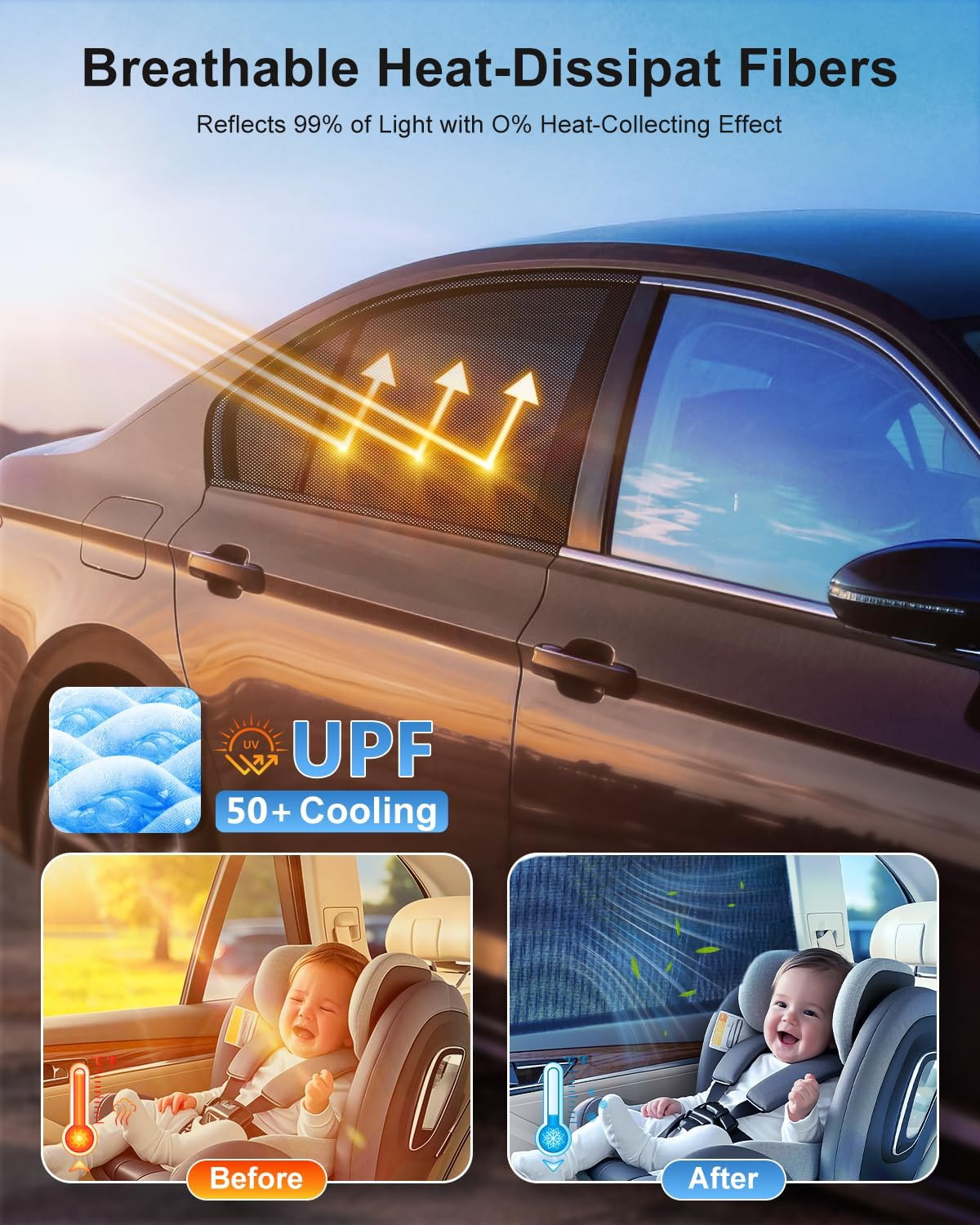 Car Window Shades for Side Windows 2 Pack UV Protection Privacy Window Covers
