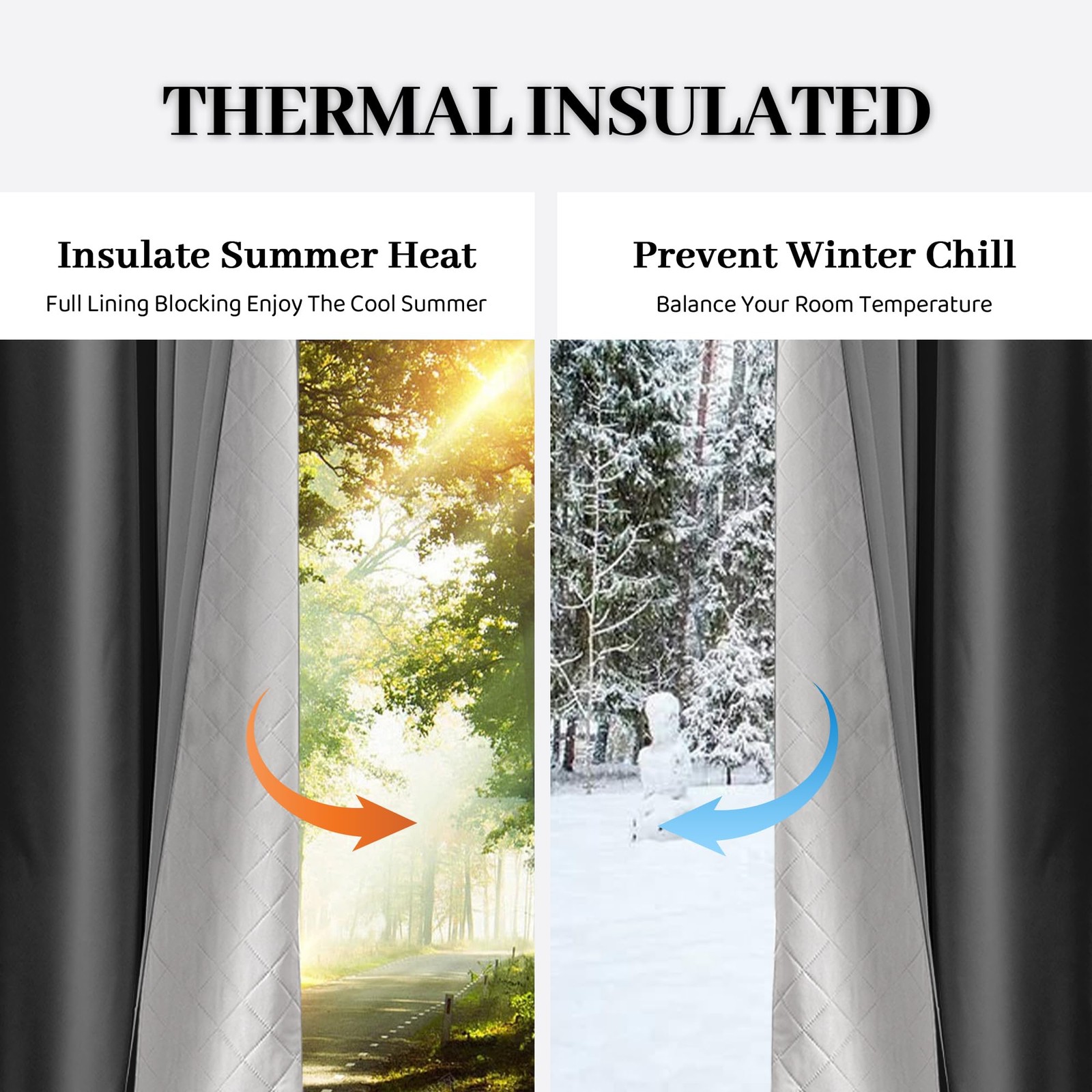HZgekai Soundproof 100% Blackout Curtains 80 inches, 3 Layers Thermal Insulated