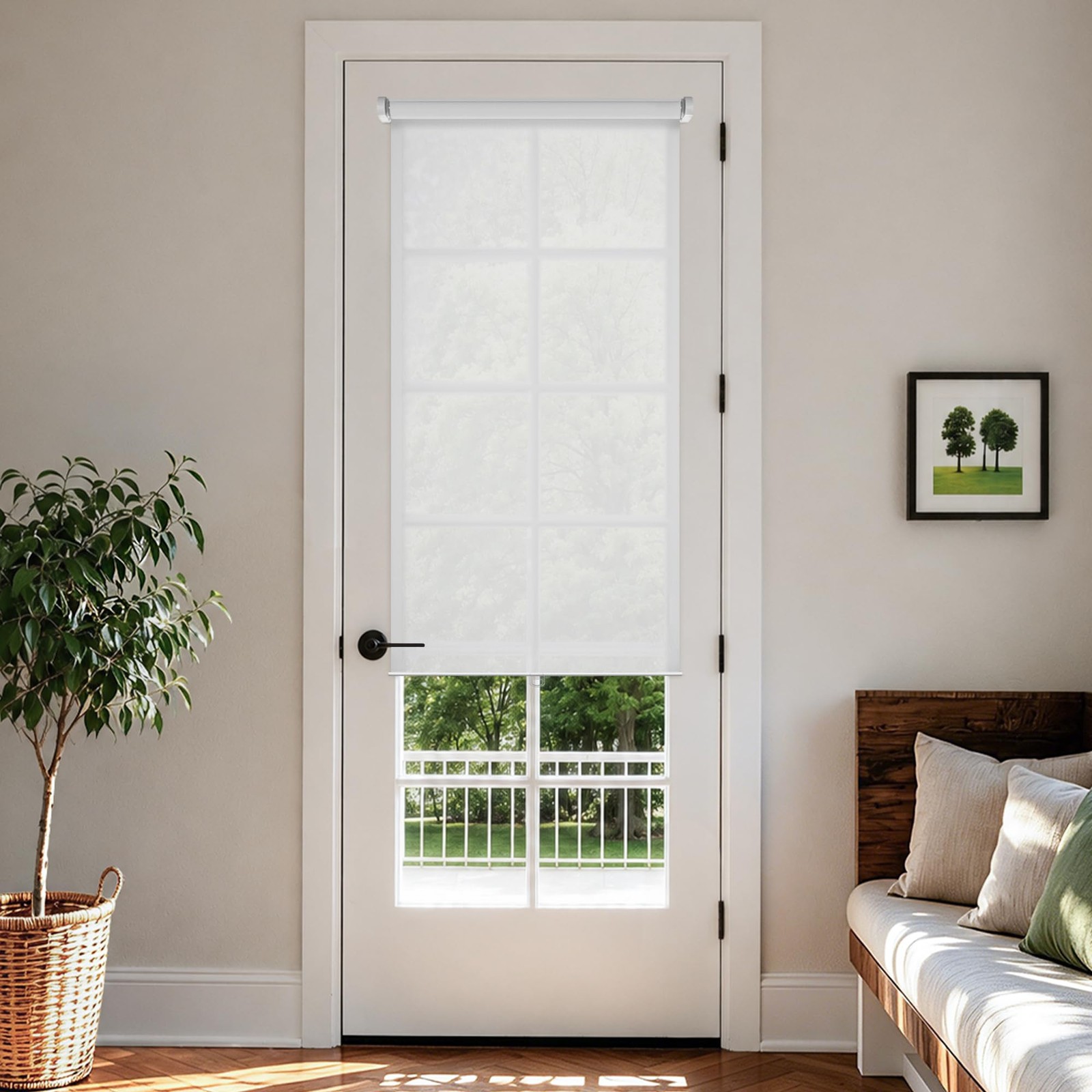 No Drill Cordless Roller Shades, Light Filtering, 24×72, White