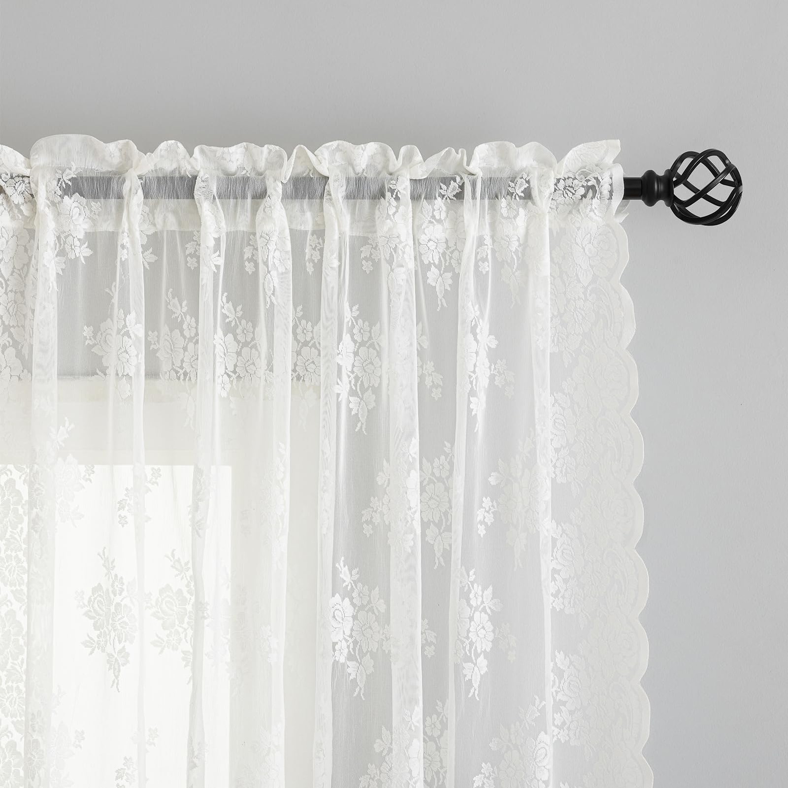 Kotile Ivory Lace Curtains 72 Inches Long 2 42″W x 72″L (Pack of 2),