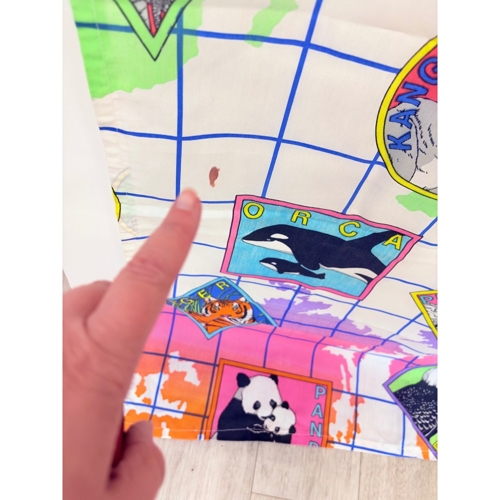 WWF Vintage 90s Rare Animal Map 4 panel Curtain Multi Color Retro Decor Wildlife