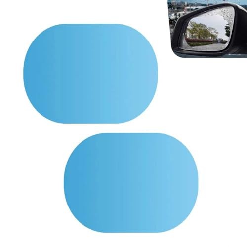 2 PCS Rearview Mirror Film, 3.9″x5.7″ Oval Anti Glare and Rain Protection