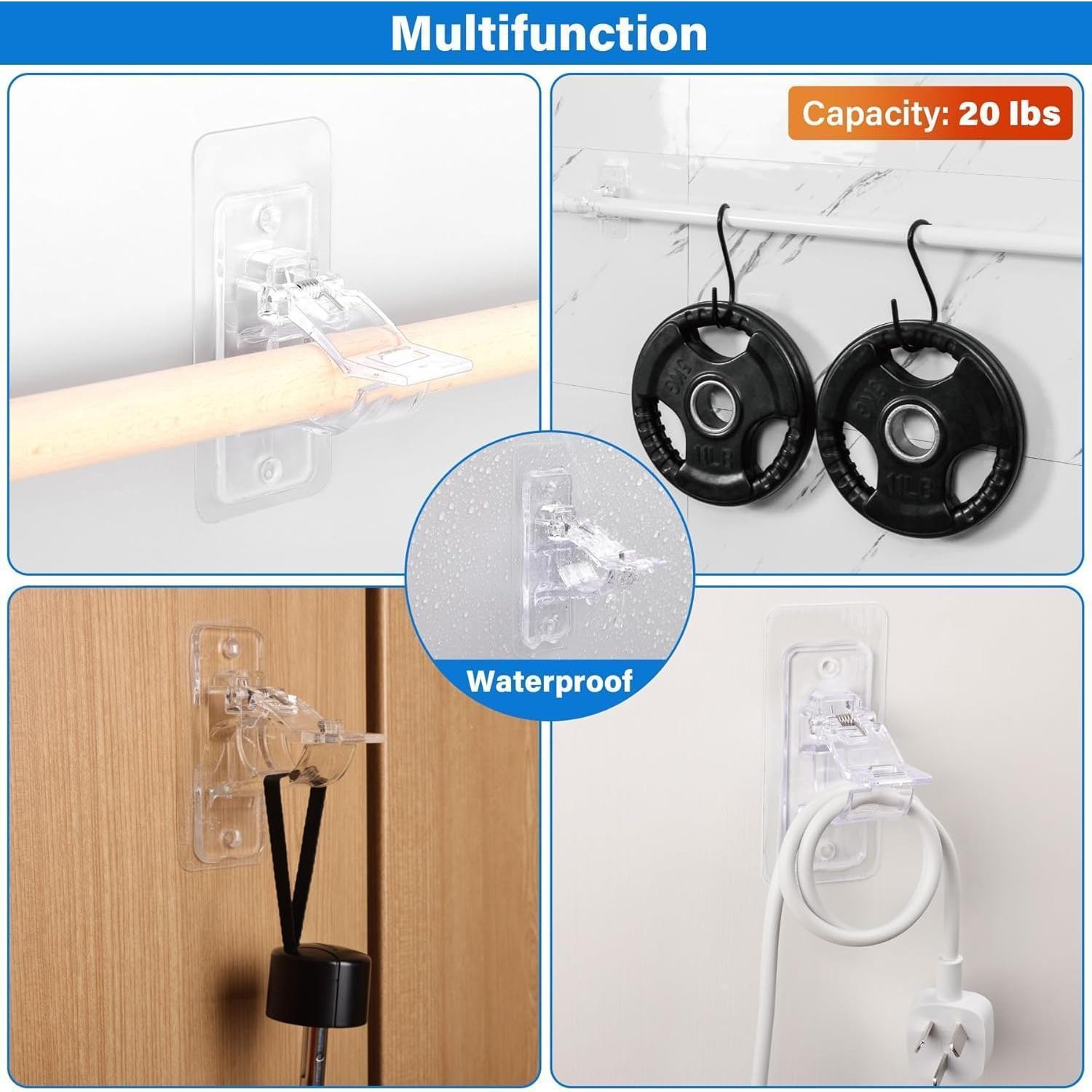 [Curtain Rod Bracket No Drilling] Self Adhesive Curtain Rod Brackets, Adjustable