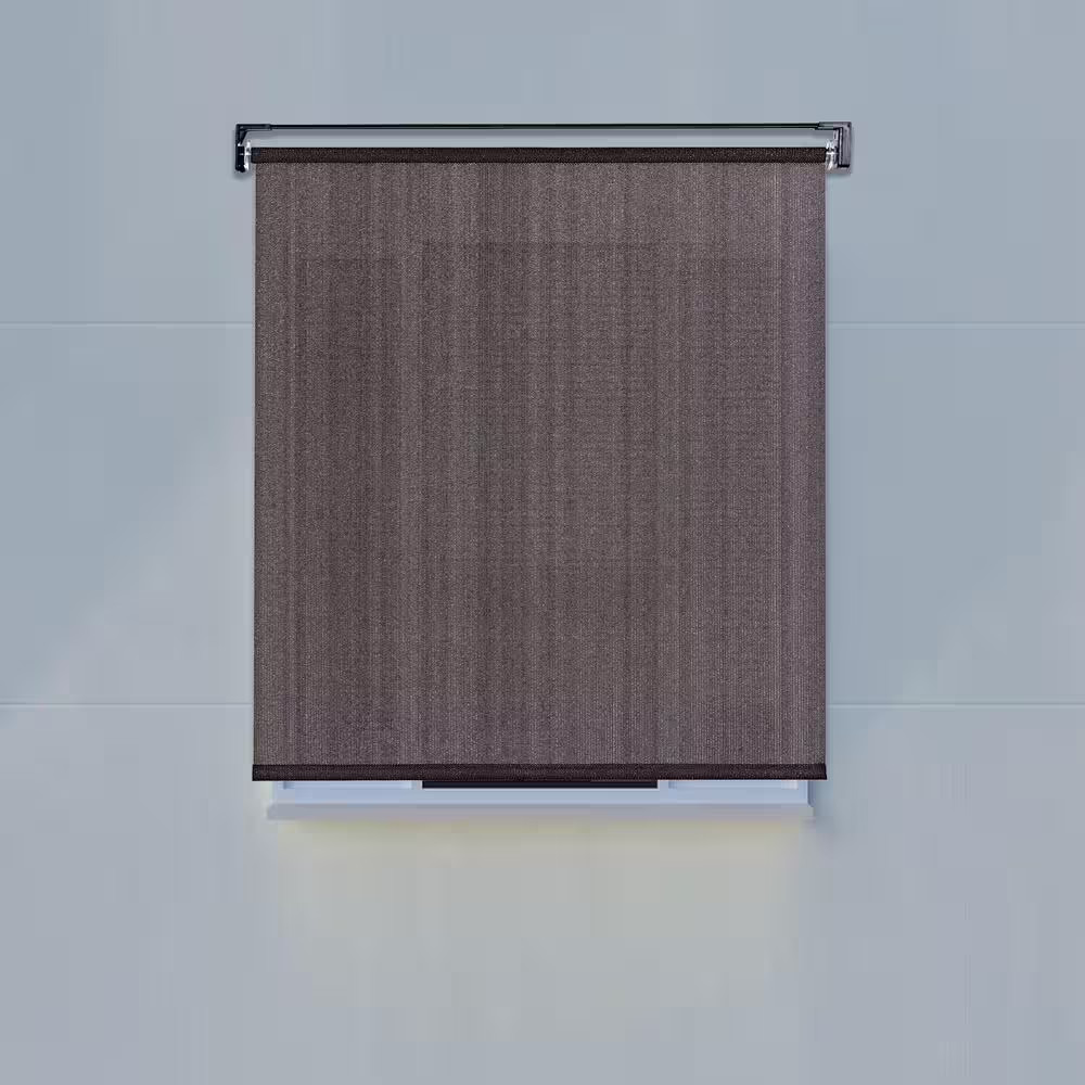 Deep Brown Cordless PVC Solar Exterior Roller Shade 48 In. W X 66 In. L