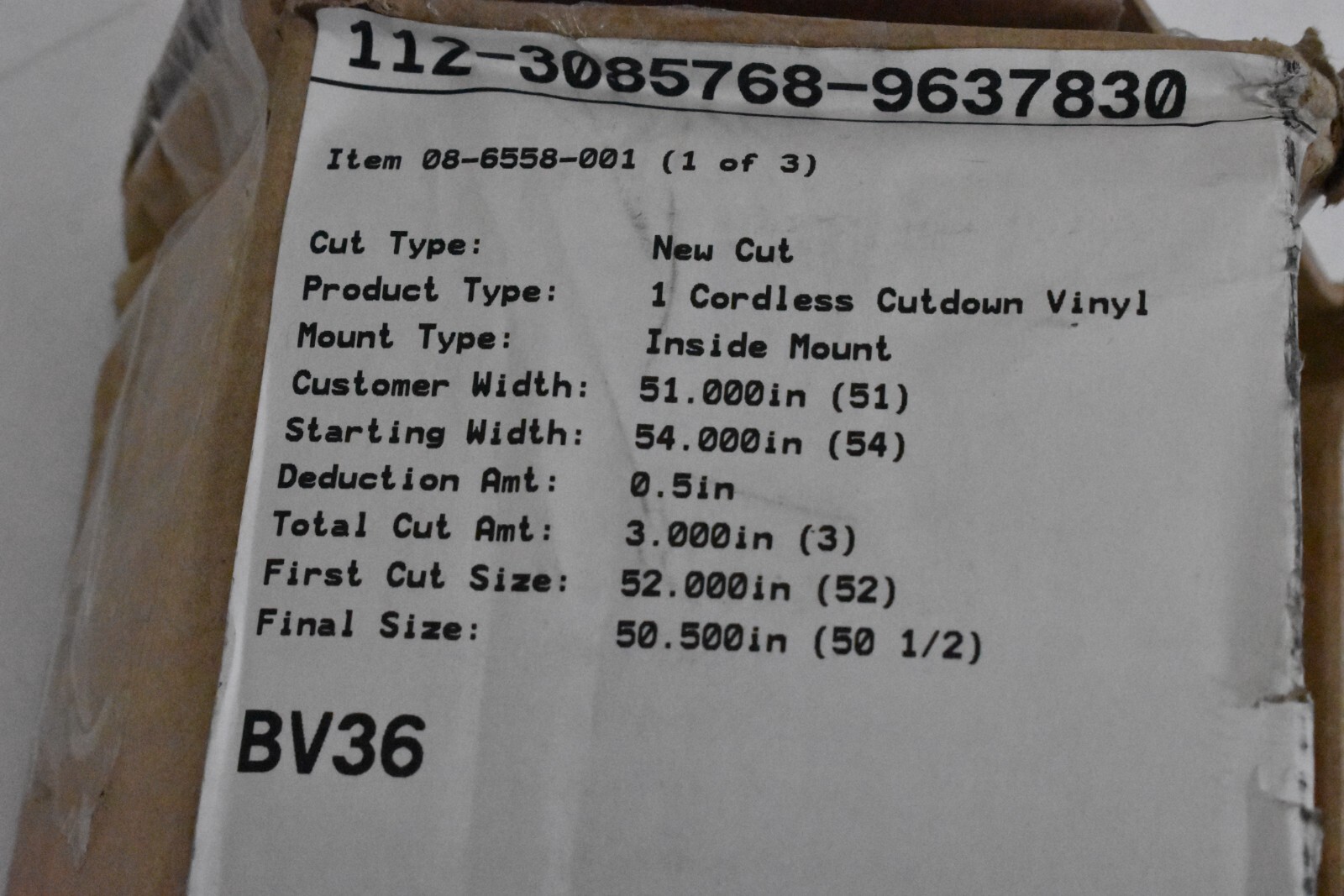 Lumino Vinyl Mini Blinds 1″ Cordless Cutdown Vinyl Mini Blind White 39″ x 51″