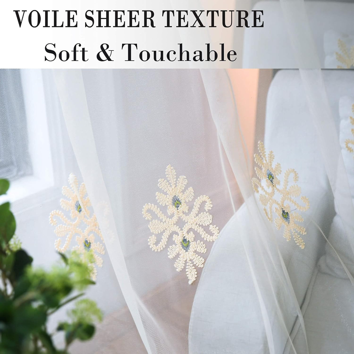 Extra Wide Sheer Curtains & Room Divider Drapes, 2 Panels, W60 X L106