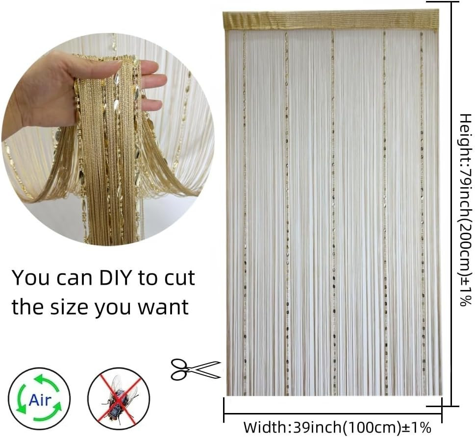 100Cmx200Cm Decorative Door String Curtain Beads Wall Panel Fringe Window Room D