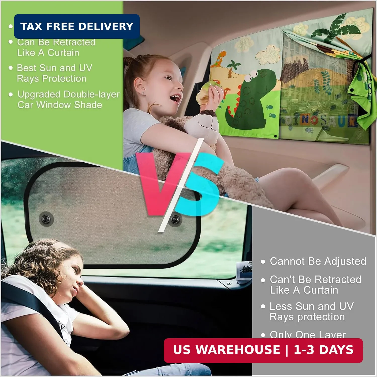 Car Window Shades with Cute Patterns, 2pcs Magnetic Car Curtains for Privacy Pro