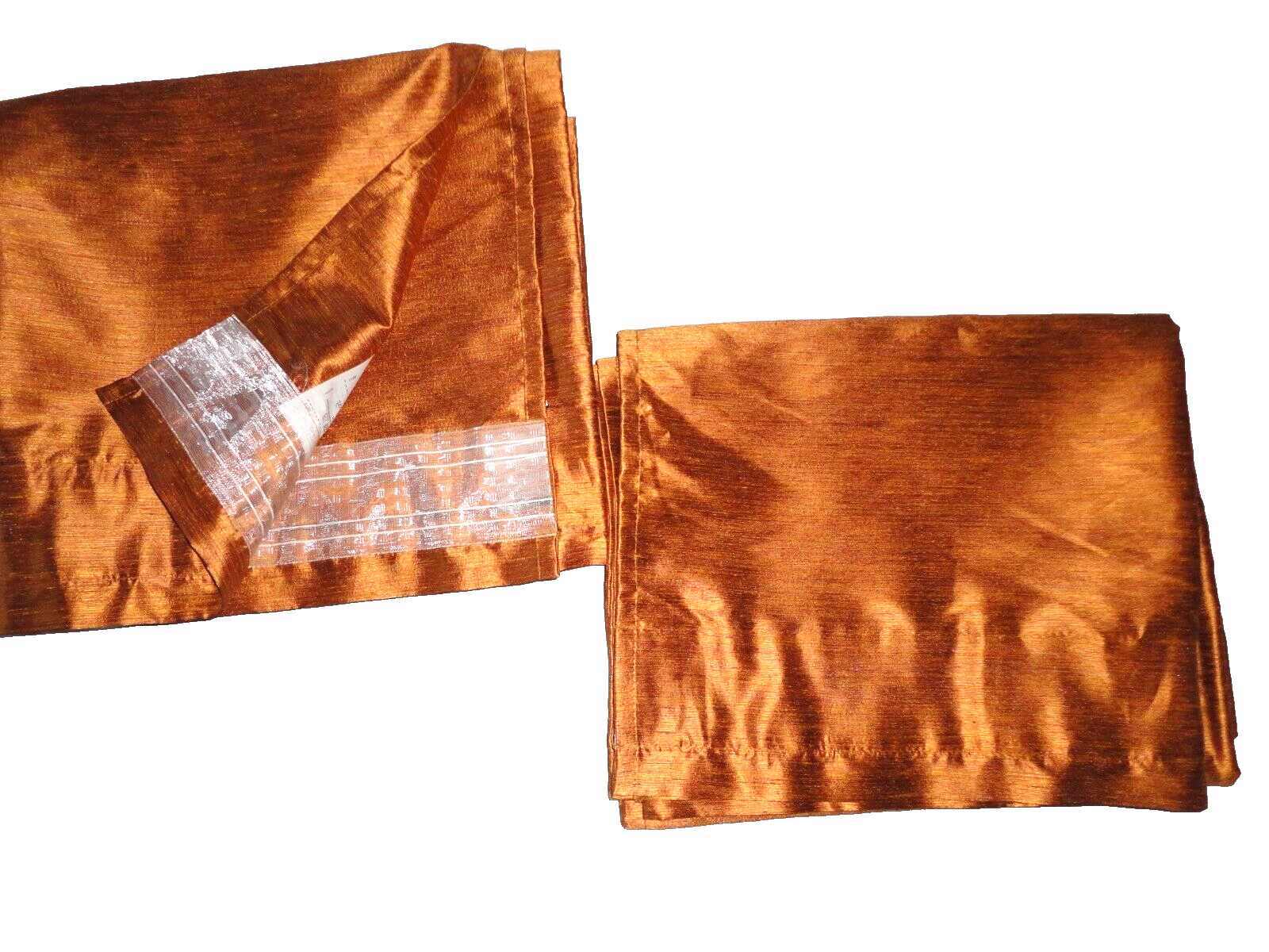 IKEA FELICIA SHINY COPPER (2) UNLINED DRAPERY PANELS 56X115 100% POLY