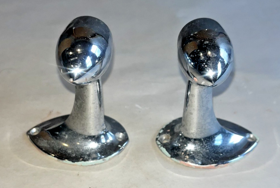 1 Pair Mid-Century-Modern Vintage Chrome-Plated Towel Bar/Wardrobe Rail Brackets