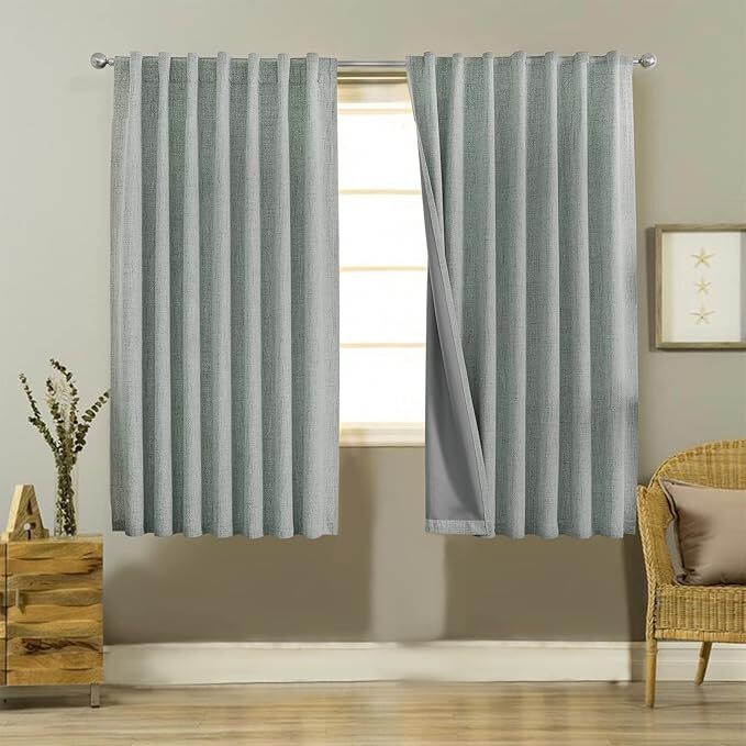 Joydeco 100% Black Out Curtains – 52W x 63L – Sage Green
