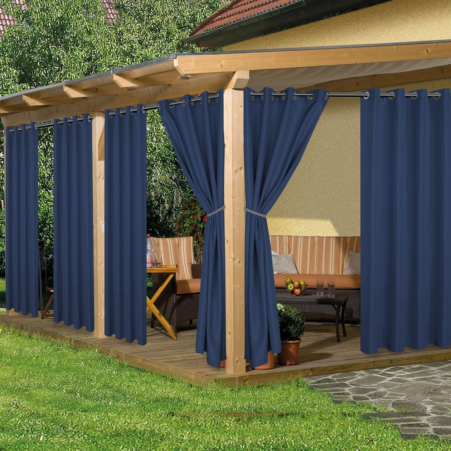 Waterproof Outdoor Curtains for Patio, 6 Panels – 54X108 Inches – Weatherproof P