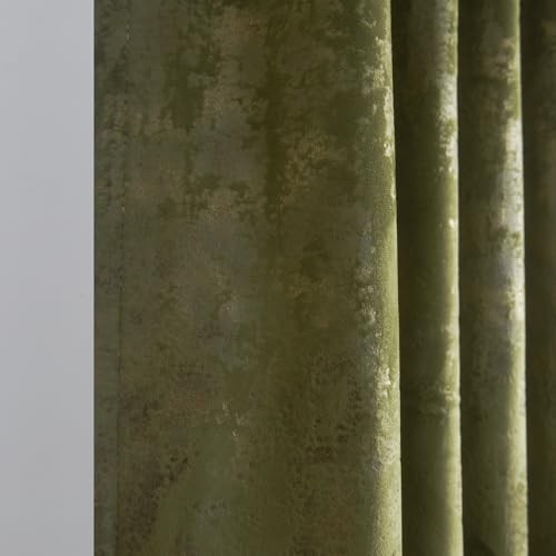 Luxury Gold Foil Print Moss Green Velvet 52″W x 96″L (Pack of 2) Mossgreen