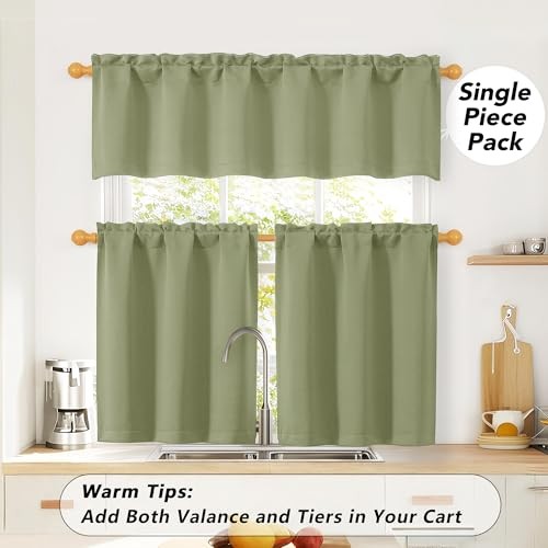 Green Valances for Windows, Small Blackout 60″W x 14″L (Pack of 1) Sage
