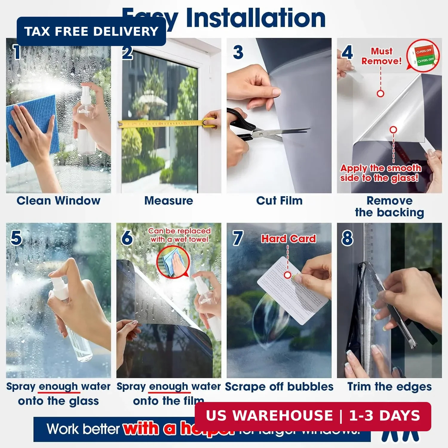Coavas One Way Privacy Window Film, Heat Control Window Tint for Home, Sun Block