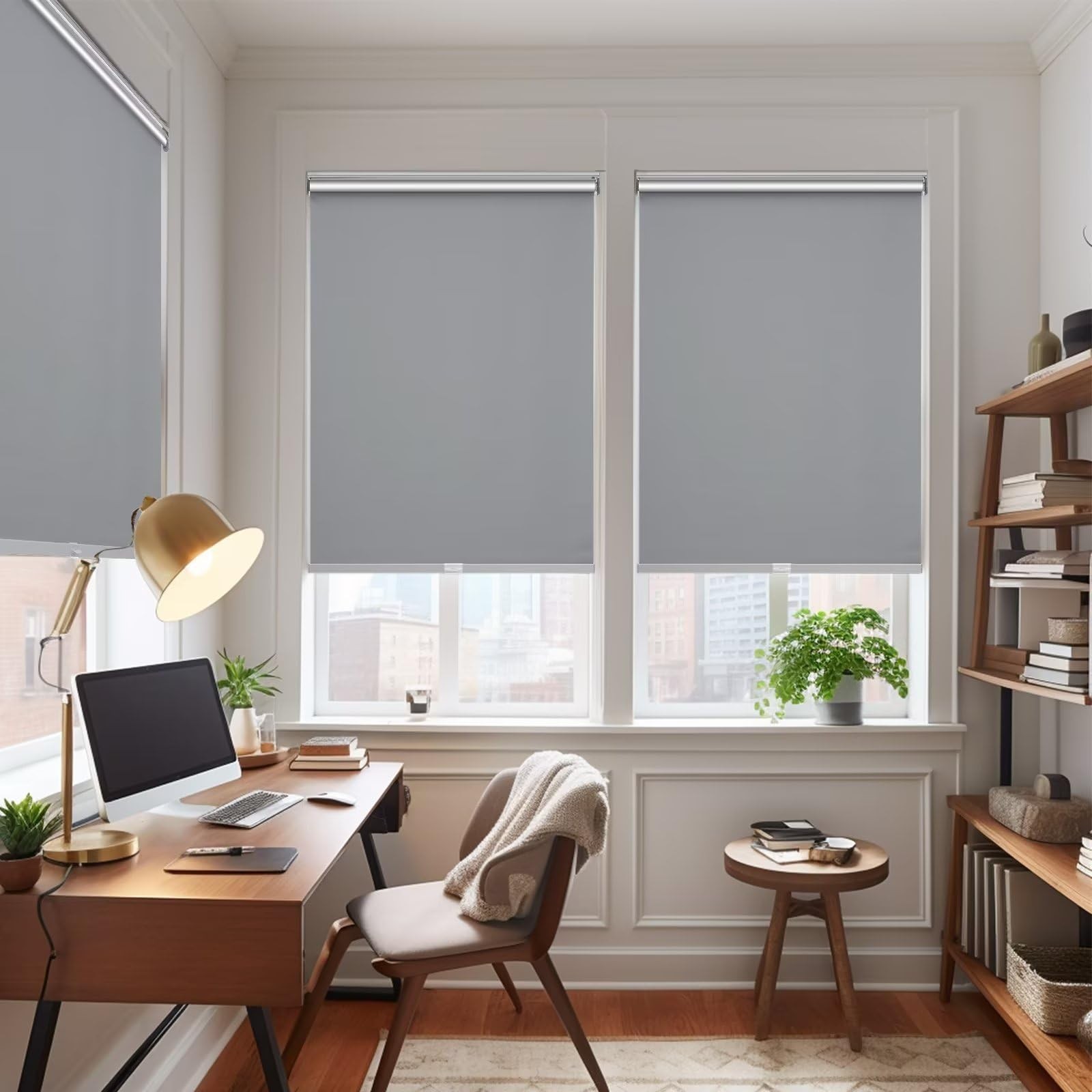 Changshade Blackout Roller Shades Dark Grey 33″w x 72″h