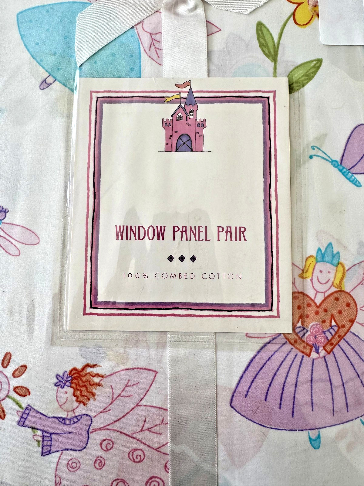 happy FAIRIES CURTAINS window 2 panels ~ cotton ~ 54″ x 84″ ~ NEW