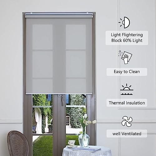 Cordless Roller Shades for Windows Light Filtering Shades 23″W x 72″H Grey