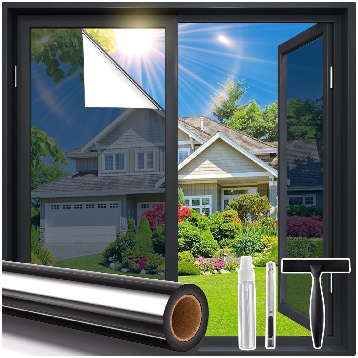 Shatterproof One Way Mirror Film, UV Block, 41.3×157.5 Inch