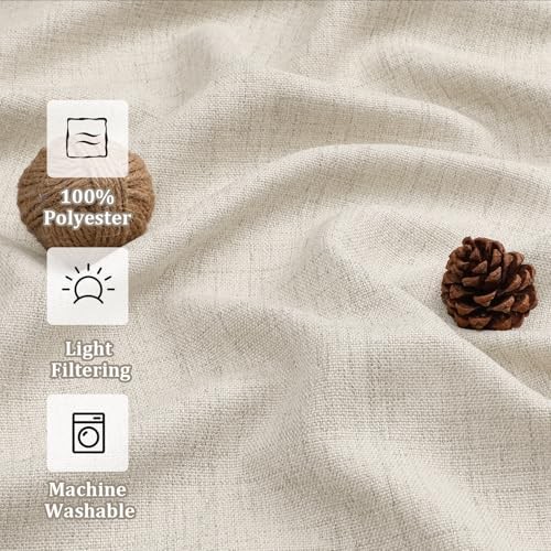 Valances for Windows – Light Filtering Faux 60″W x 14″L (Pack of 1) Natural
