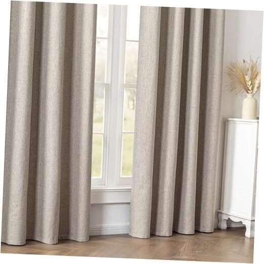 Blackout Curtains 84 Inch Length 2 Panels Set,100% 52″W x 84″L (Pack of 2) Tan