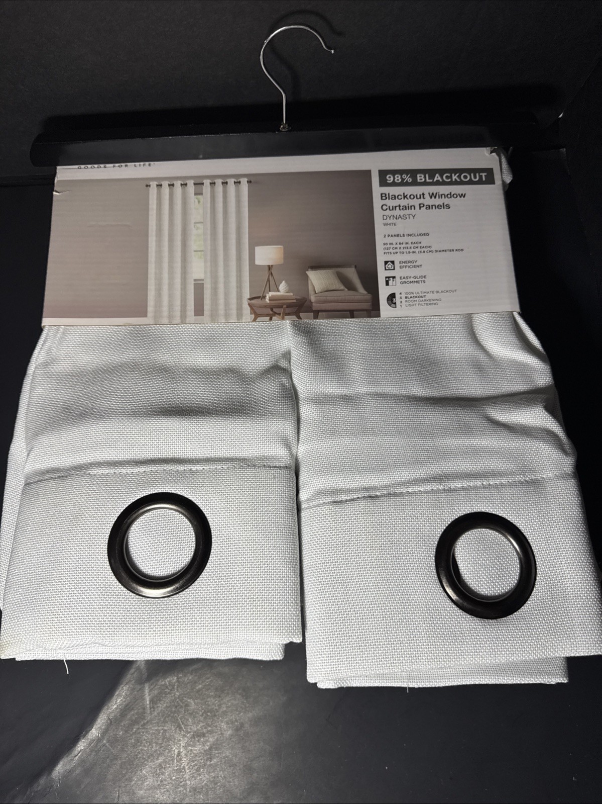 NEW Sonoma Blackout Window Curtain 2 Panels 50″ x 108″ Dynasty White Grommets