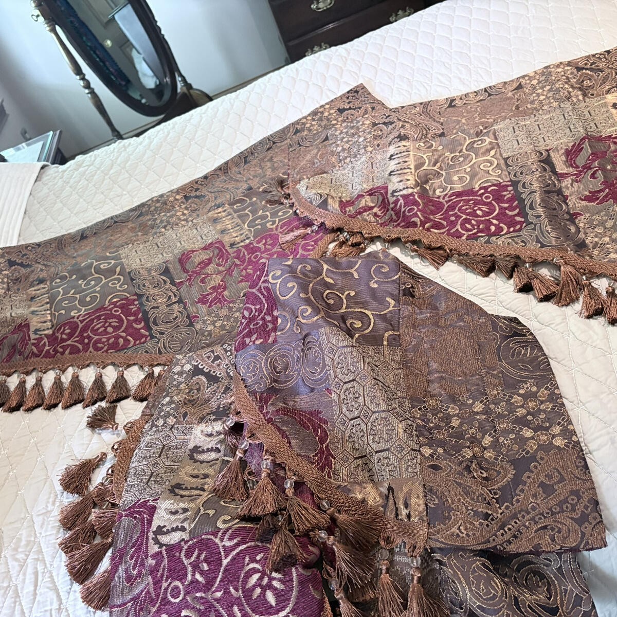 Croscill Galleria Red Gold Tassel Ascot Valance