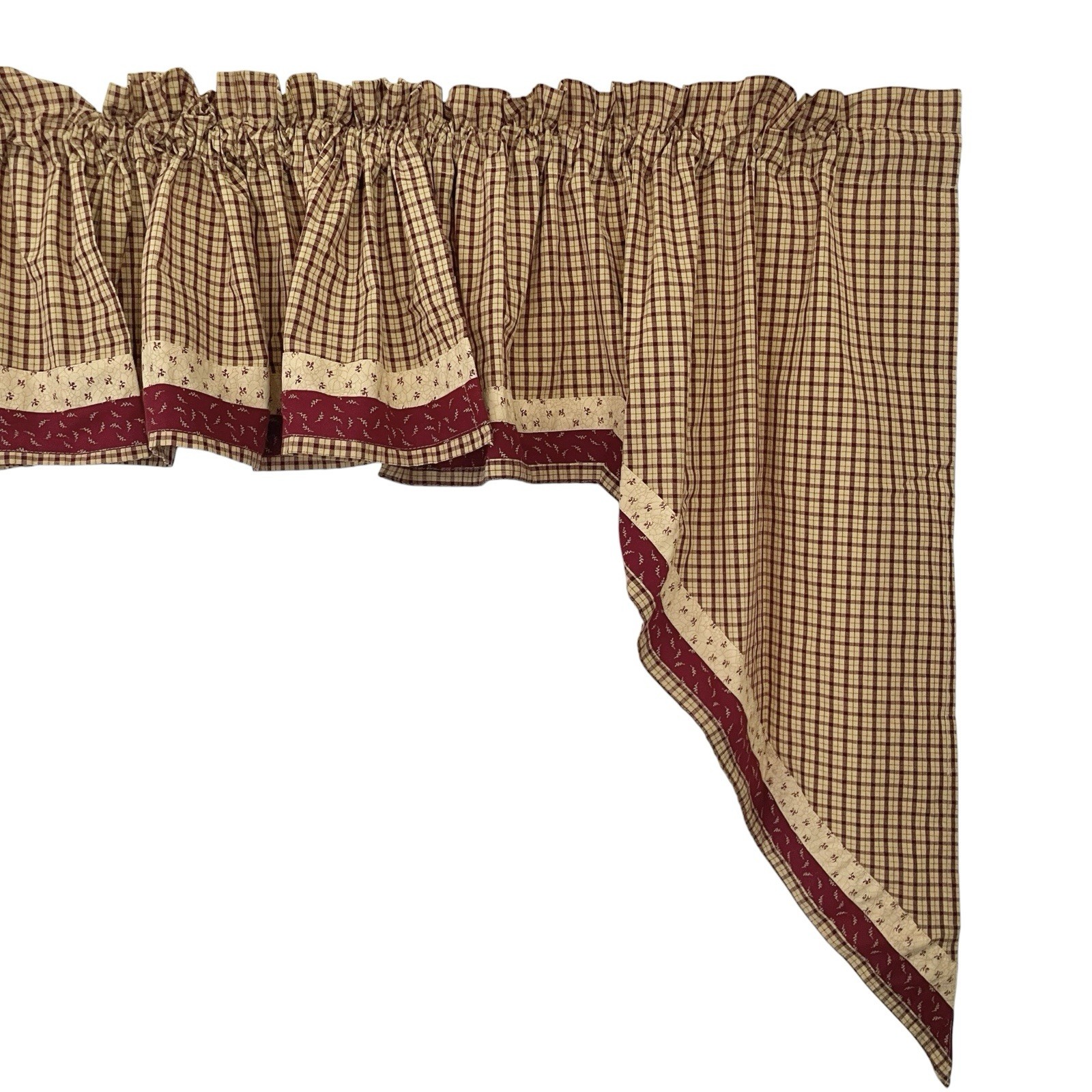 Park Designs 3pc Country Curtain Set 2 Swags & 70″ Valance Red Gingham Cotton
