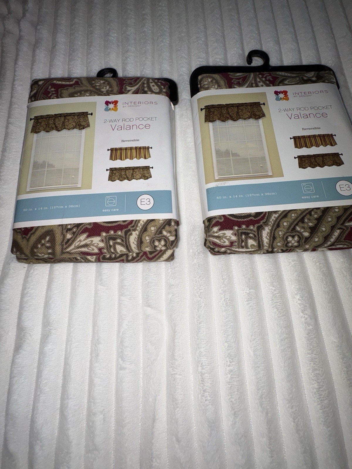 Interiors By Design 2 Way Rod Pockets 50”x14” Reversible Pair