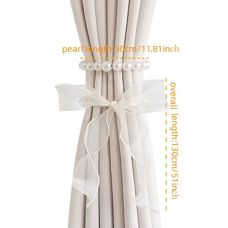 1pc Art Deco Style Plastic Curtain Tiebacks with Bow and Pearl Accents