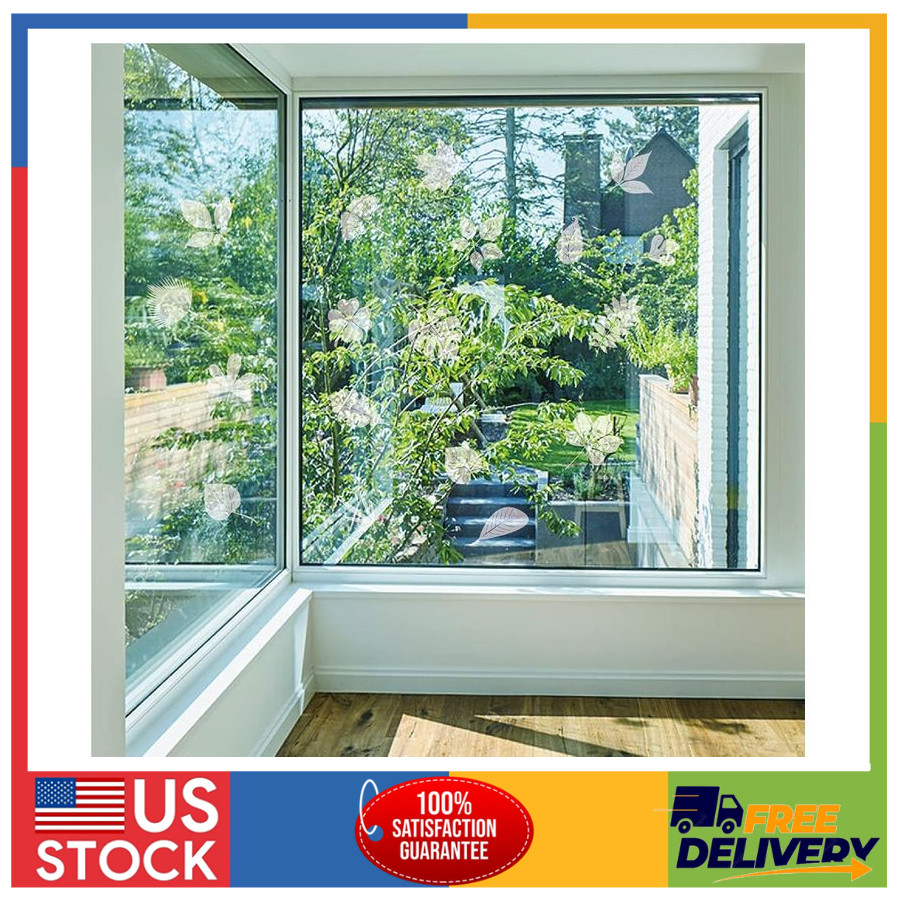 52 Large Leaf Anti-Collision Window Clings to Prevent Bird Strikes Non-Adhesive