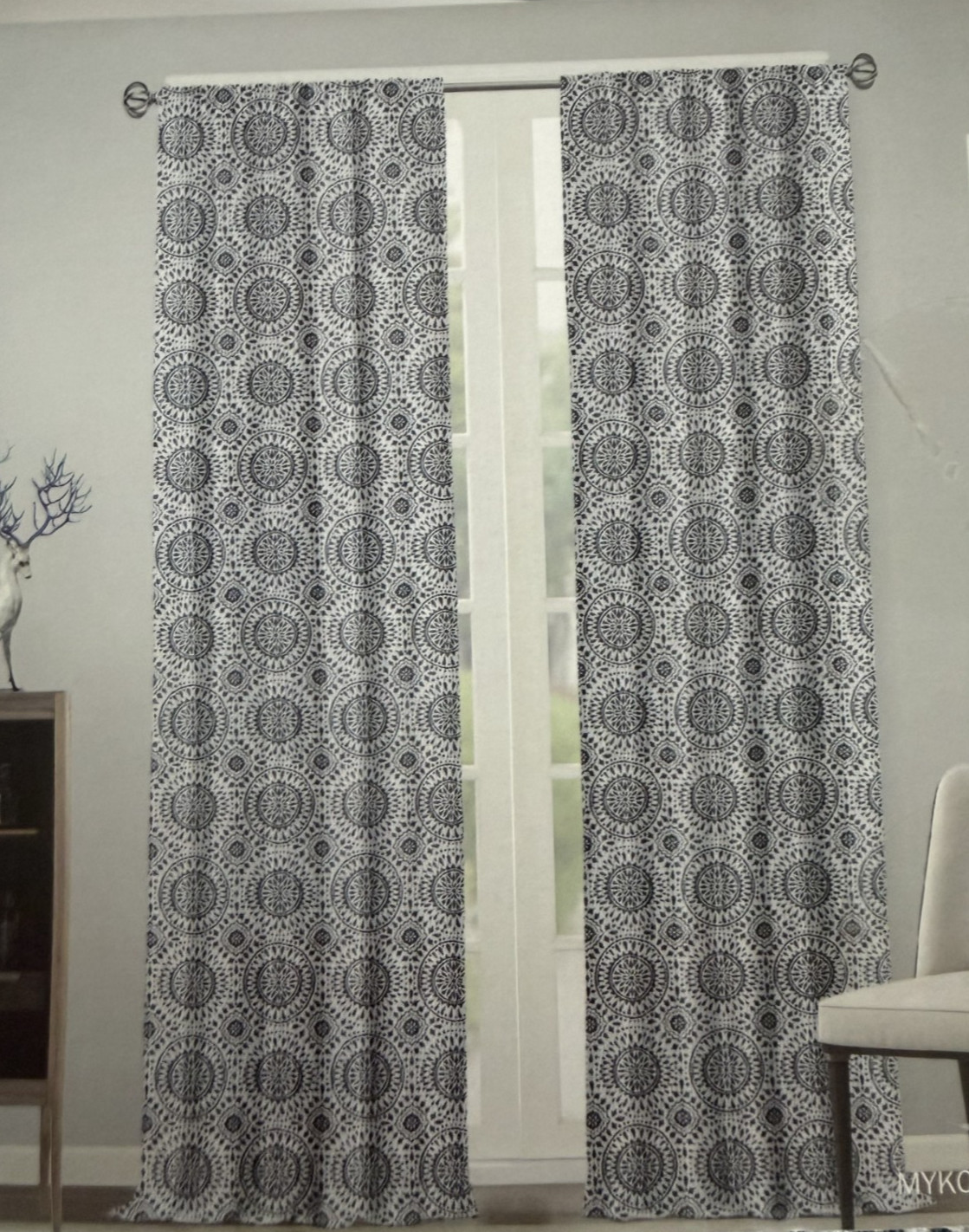 New Aimee Mason Mykonos Medallion Drapes Curtains 37″ x 84″ Set of 4